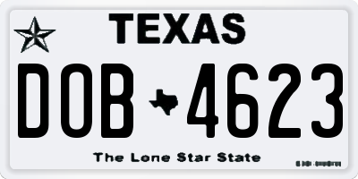 TX license plate DOB4623