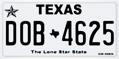 TX license plate DOB4625