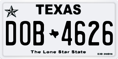 TX license plate DOB4626