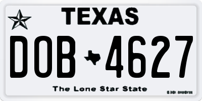 TX license plate DOB4627