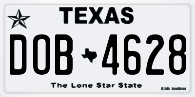 TX license plate DOB4628