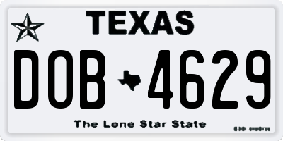TX license plate DOB4629