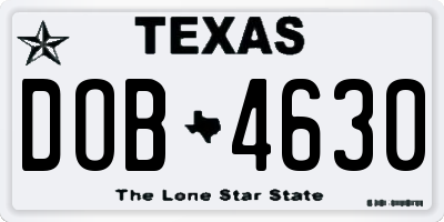 TX license plate DOB4630