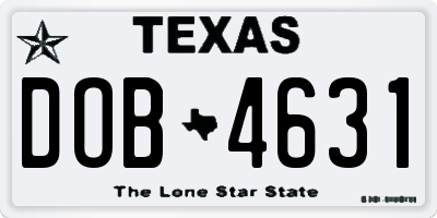 TX license plate DOB4631