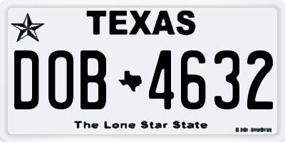 TX license plate DOB4632