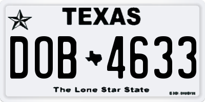 TX license plate DOB4633