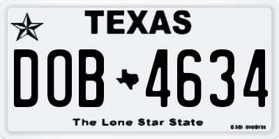 TX license plate DOB4634