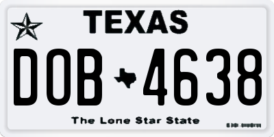 TX license plate DOB4638