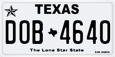 TX license plate DOB4640