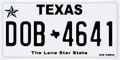 TX license plate DOB4641