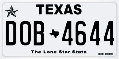 TX license plate DOB4644