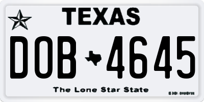 TX license plate DOB4645