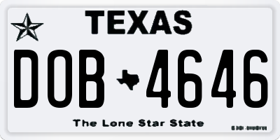 TX license plate DOB4646