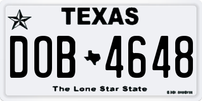TX license plate DOB4648