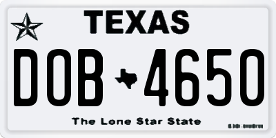 TX license plate DOB4650