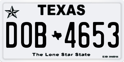 TX license plate DOB4653