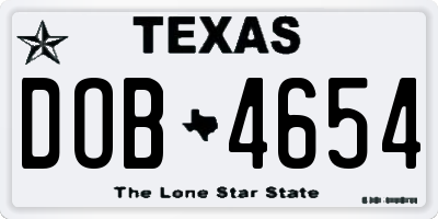 TX license plate DOB4654