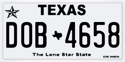 TX license plate DOB4658
