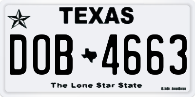 TX license plate DOB4663