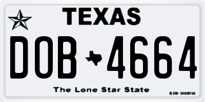 TX license plate DOB4664