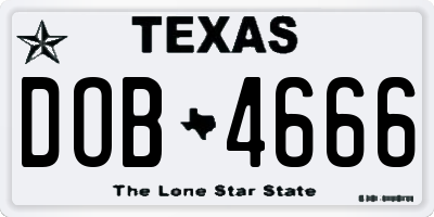 TX license plate DOB4666