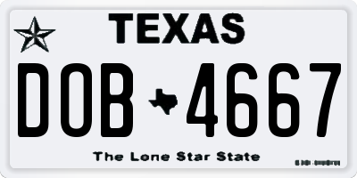 TX license plate DOB4667