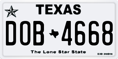 TX license plate DOB4668