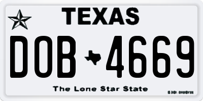 TX license plate DOB4669
