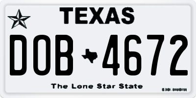 TX license plate DOB4672