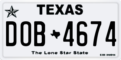 TX license plate DOB4674