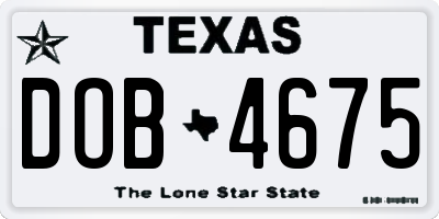 TX license plate DOB4675
