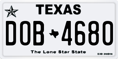 TX license plate DOB4680