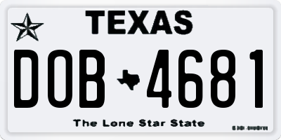 TX license plate DOB4681