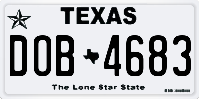 TX license plate DOB4683