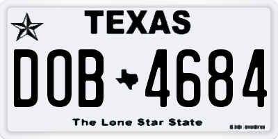 TX license plate DOB4684