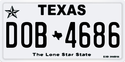 TX license plate DOB4686