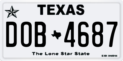 TX license plate DOB4687