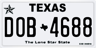 TX license plate DOB4688