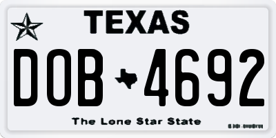 TX license plate DOB4692