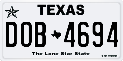 TX license plate DOB4694