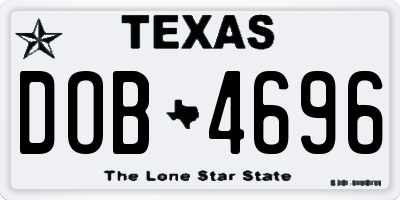TX license plate DOB4696
