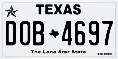 TX license plate DOB4697