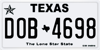 TX license plate DOB4698