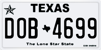 TX license plate DOB4699