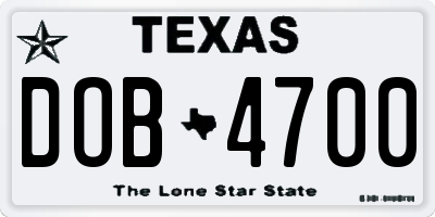 TX license plate DOB4700