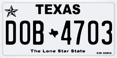 TX license plate DOB4703