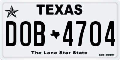 TX license plate DOB4704