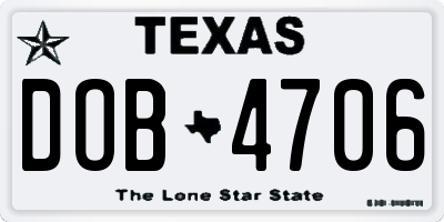 TX license plate DOB4706