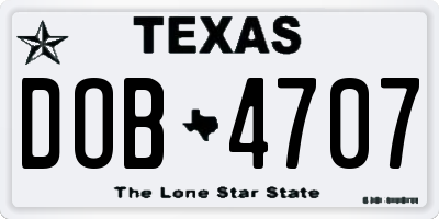 TX license plate DOB4707