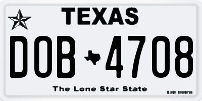 TX license plate DOB4708